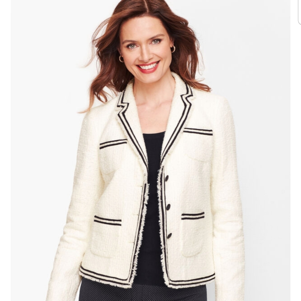 Talbots PIPED TWEED JACKET NWOT.